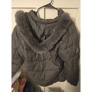 New Outdoor Brand Charcoal Gray Puffer Jacket with Faux Fur Hood - XXL